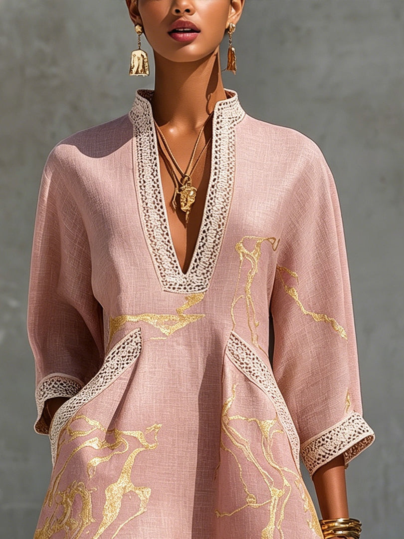 Odette | Lace-Trim V-Neck Mini Dress