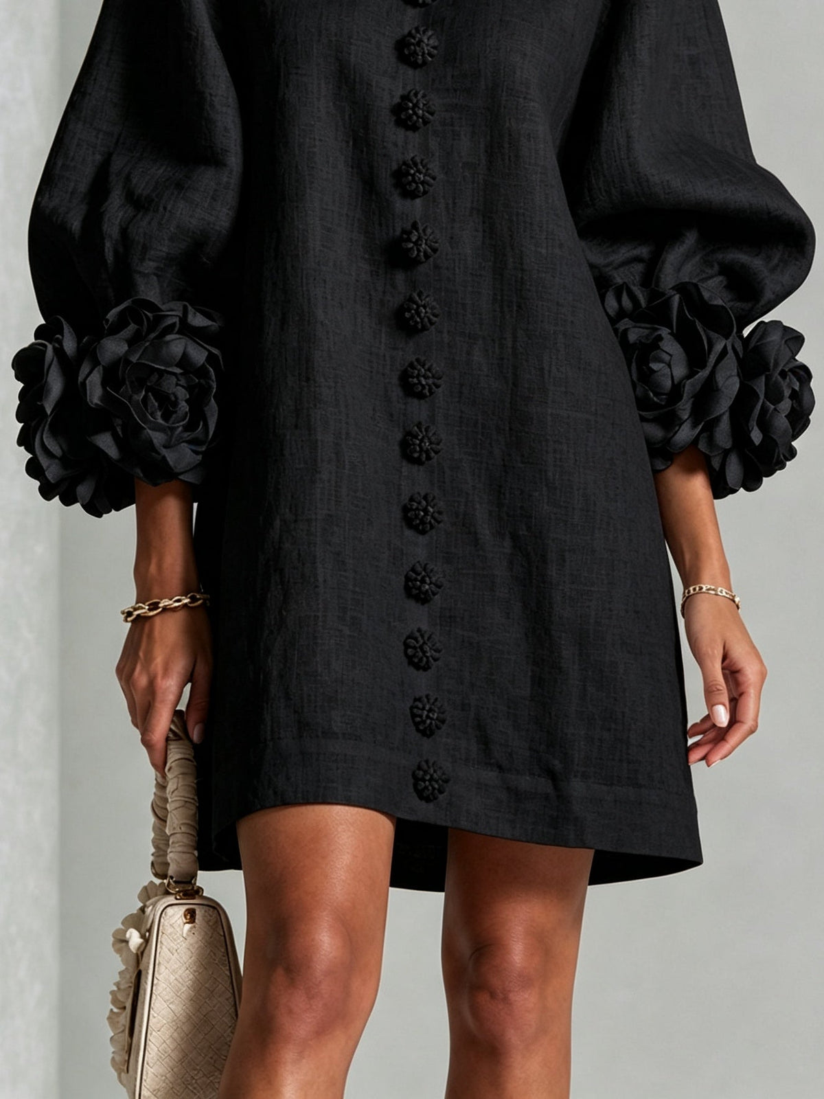 Rosamund | Floral-Cuff Mini Dress