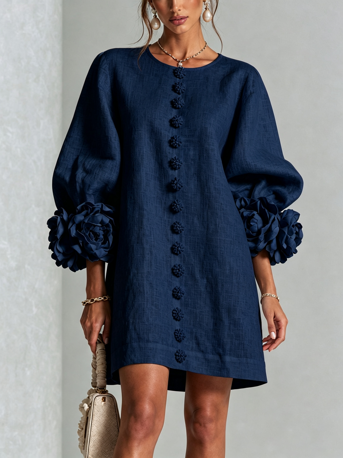 Aurora | Floral-Cuff Mini Dress
