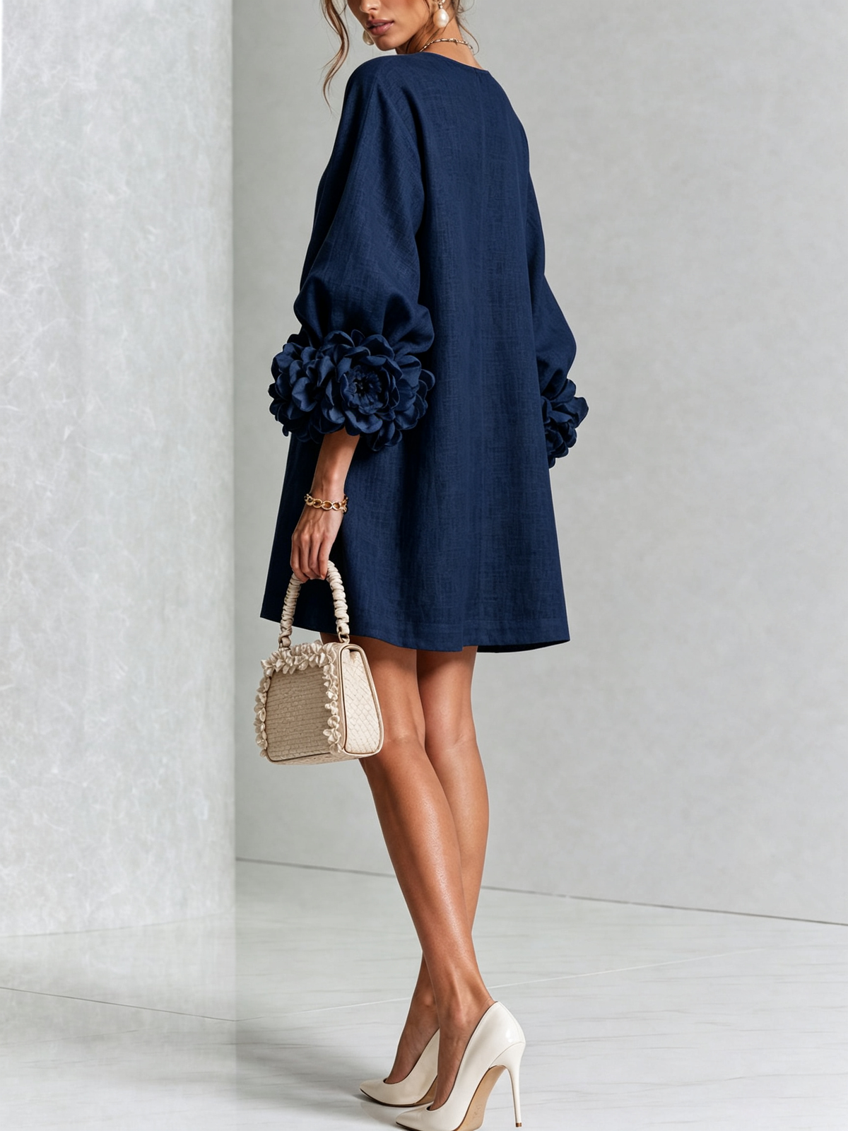 Aurora | Floral-Cuff Mini Dress
