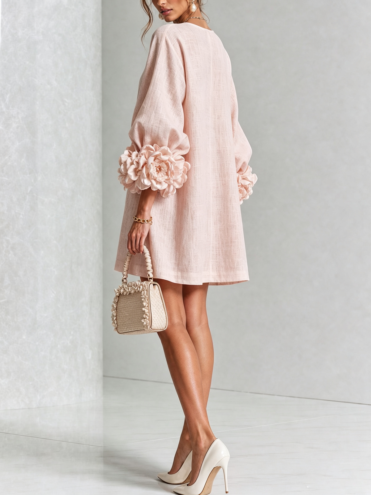 Flora | Floral-Trim Mini Dress