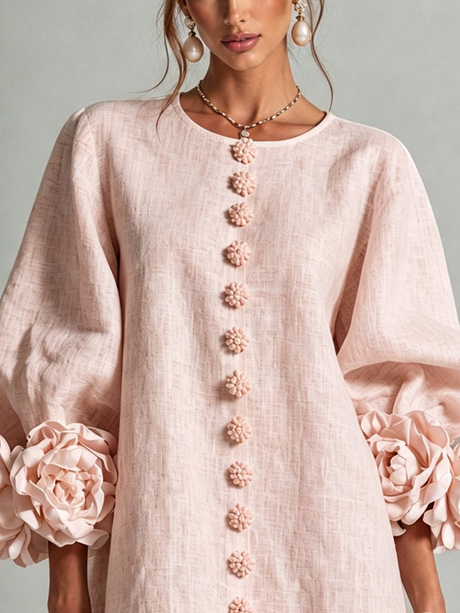 Flora | Floral-Trim Mini Dress