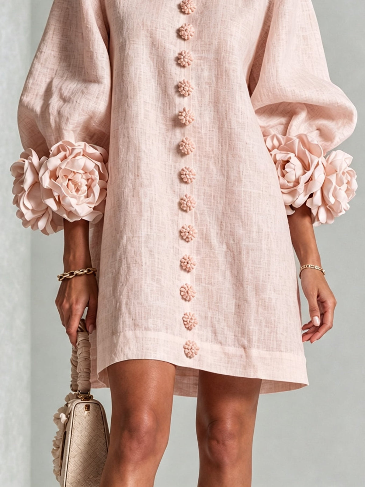 Flora | Floral-Trim Mini Dress