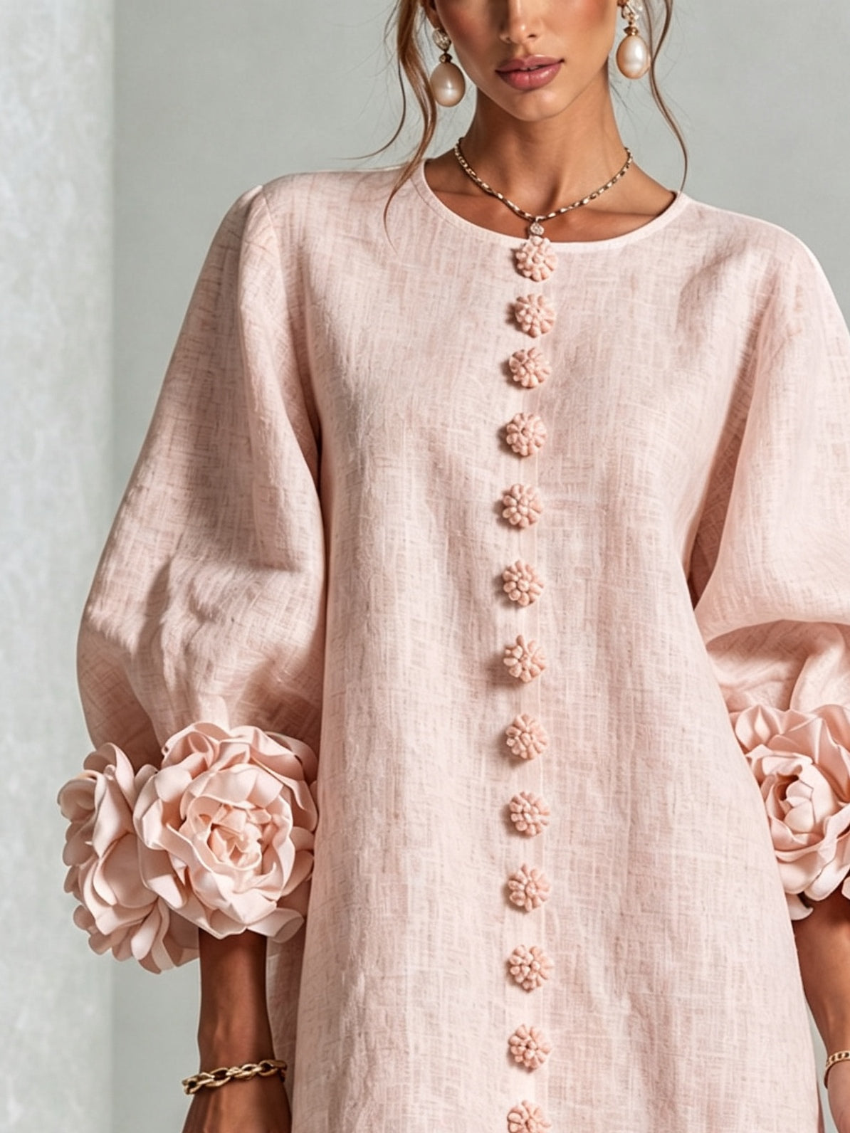 Flora | Floral-Trim Mini Dress
