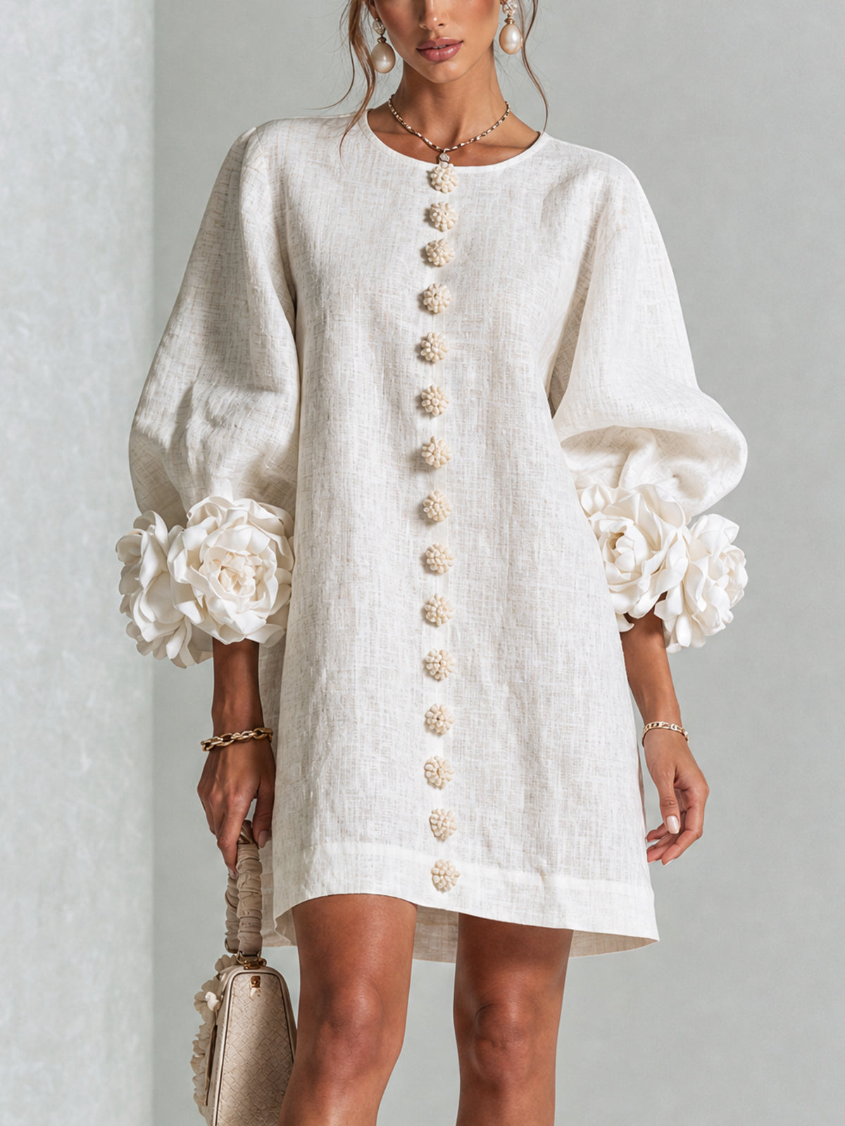 Aurora | Floral-Cuff Mini Dress