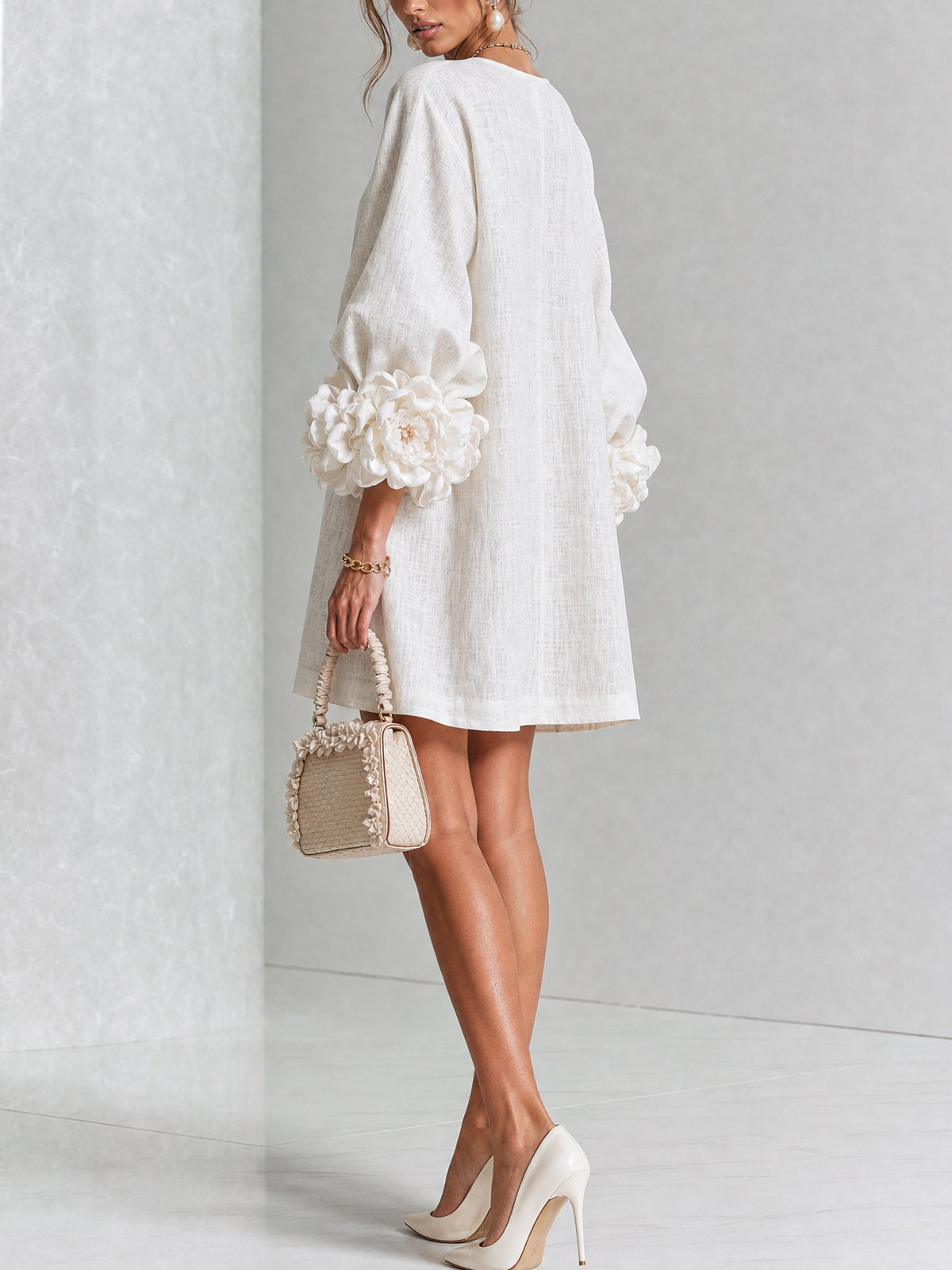 Aurora | Floral-Cuff Mini Dress