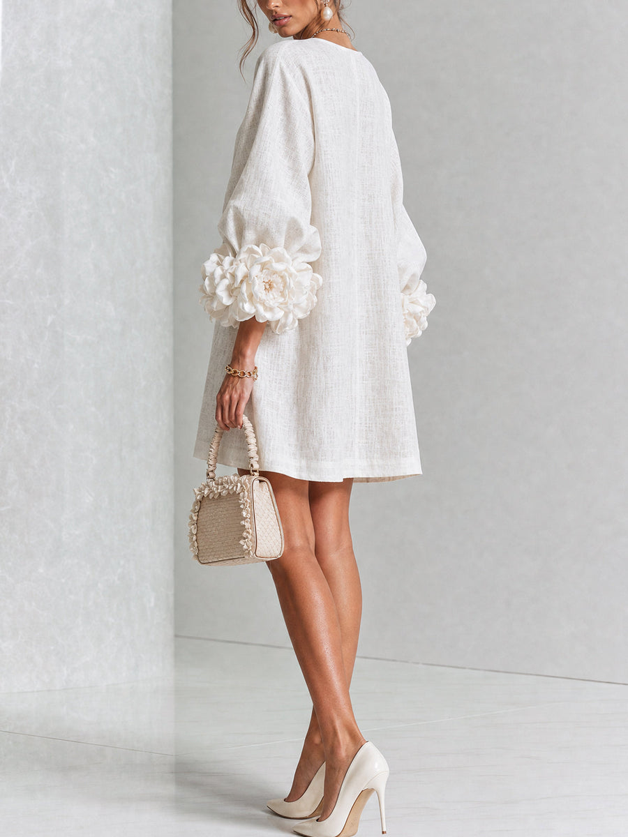 Aurora | Floral-Cuff Mini Dress