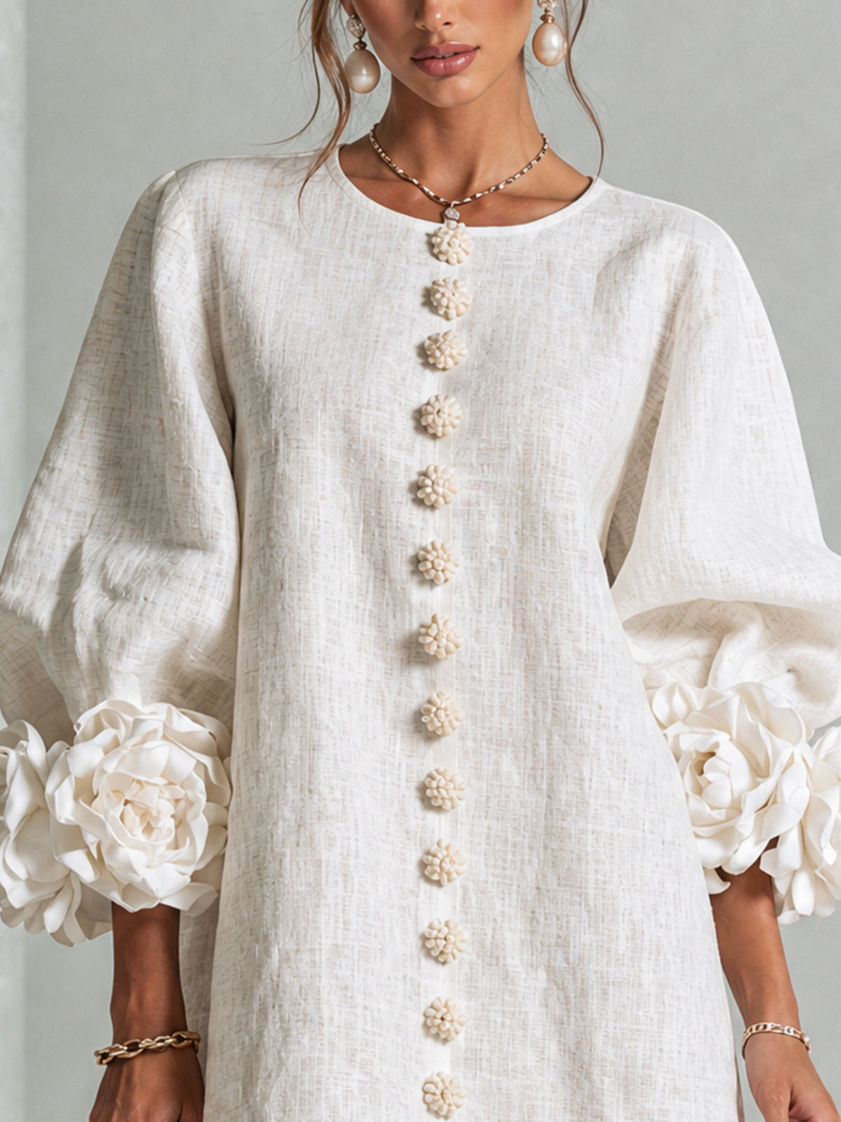 Aurora | Floral-Cuff Mini Dress