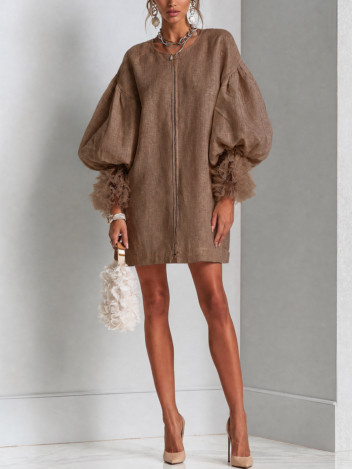 Rebecca | Balloon Sleeve Mini Dress