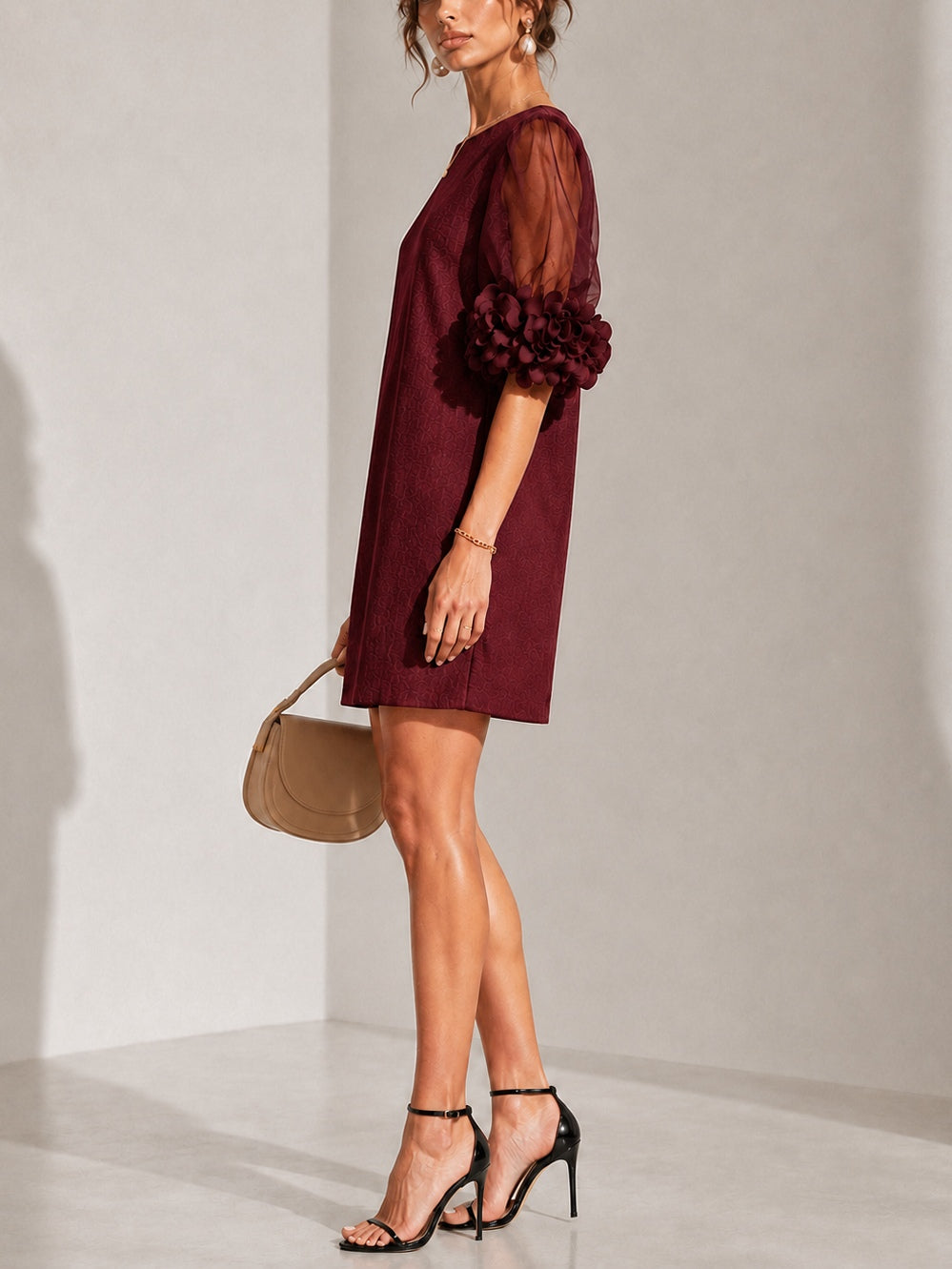 Philippa | Floral-Cuff Mini Dress