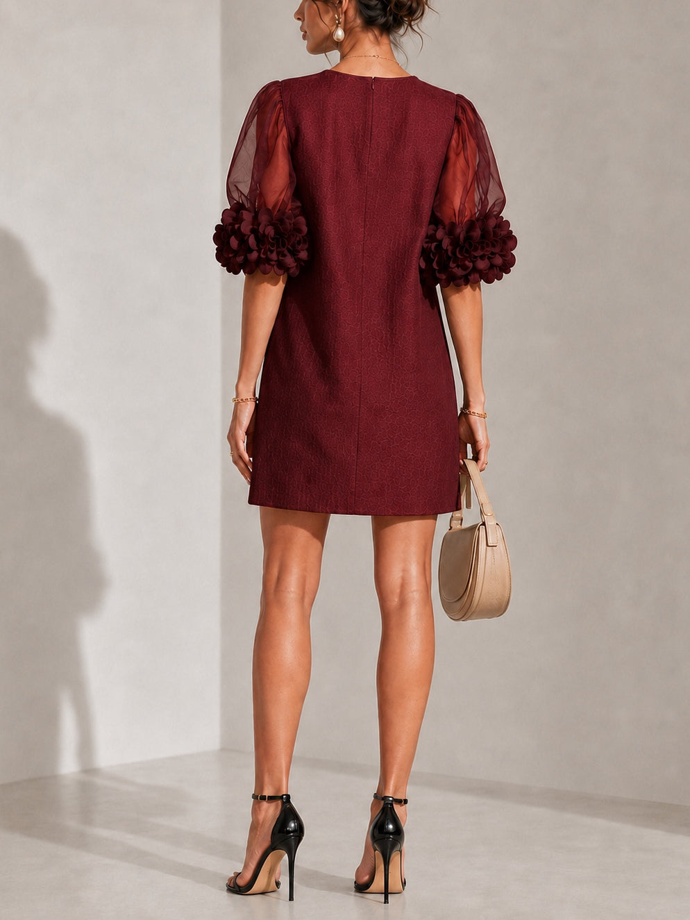 Philippa | Floral-Cuff Mini Dress