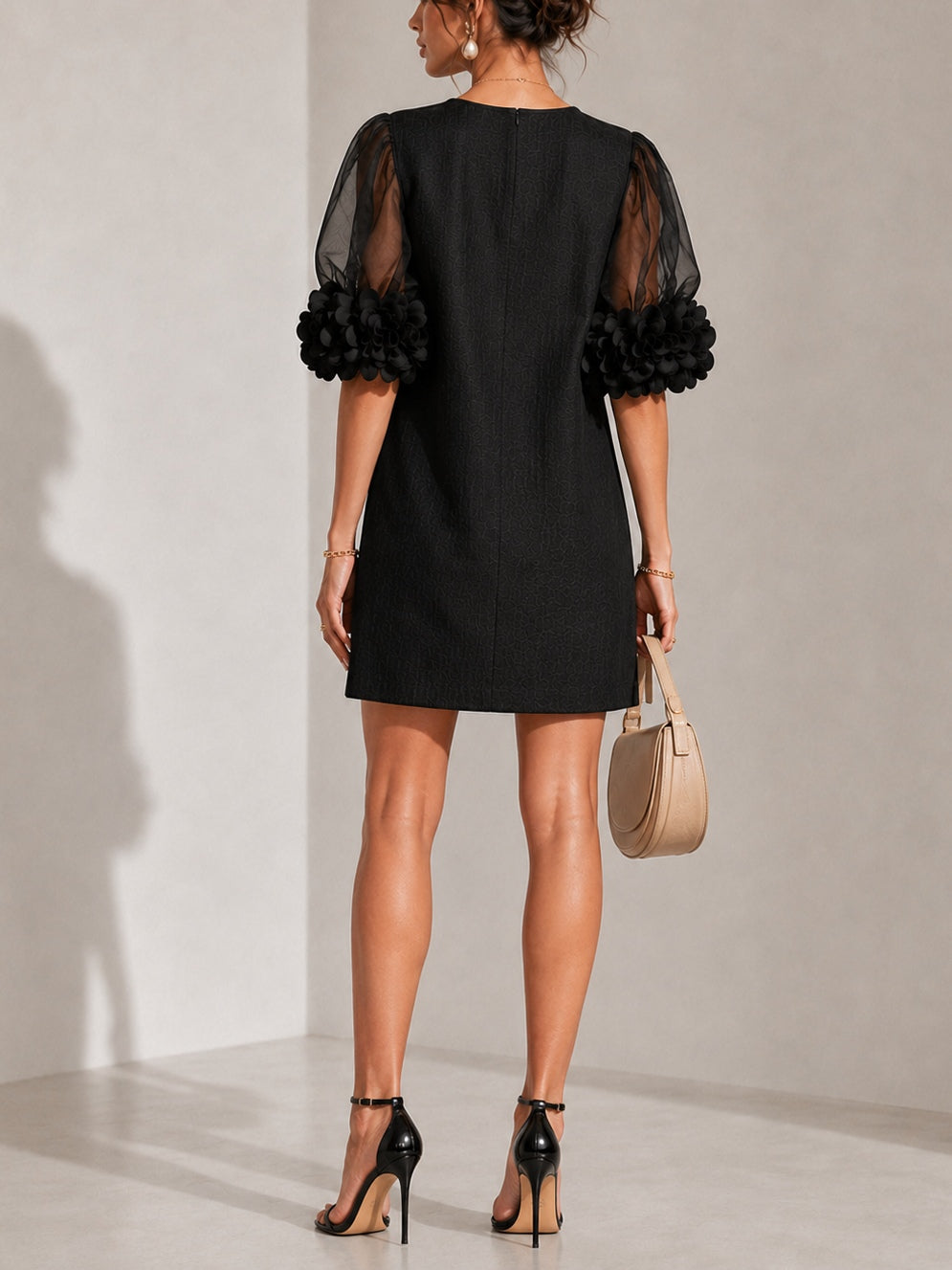 Persephone | Floral-Cuff Puff-Sleeve Dress