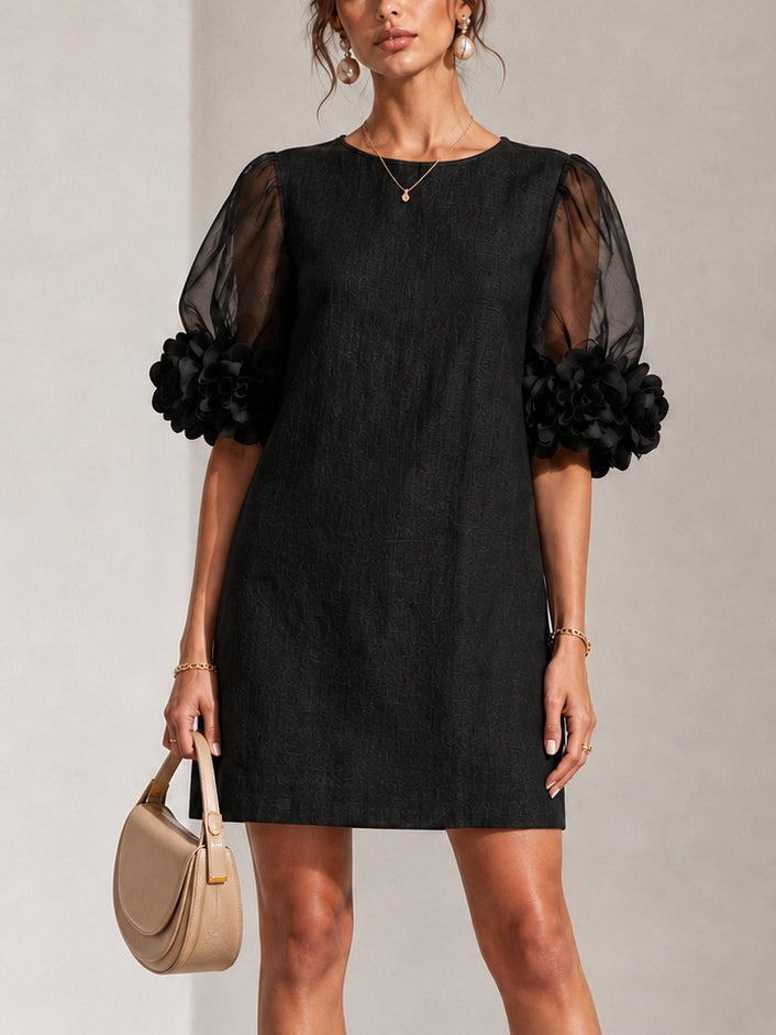 Persephone | Floral-Cuff Puff-Sleeve Dress