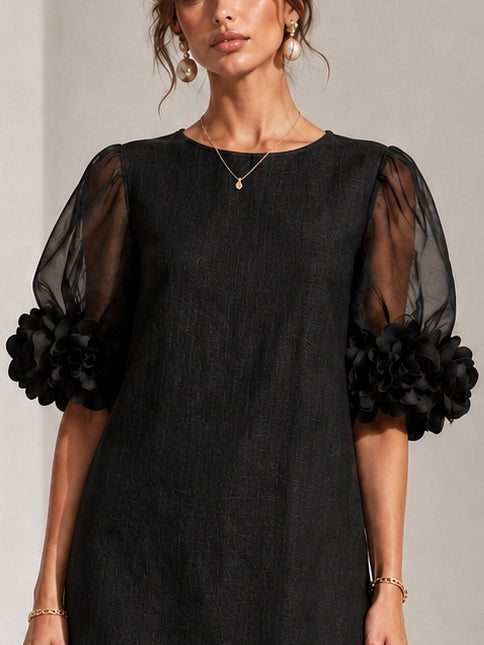 Persephone | Floral-Cuff Puff-Sleeve Dress