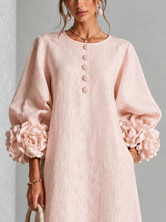 Rosetta | Floral-Cuff Midi Dress