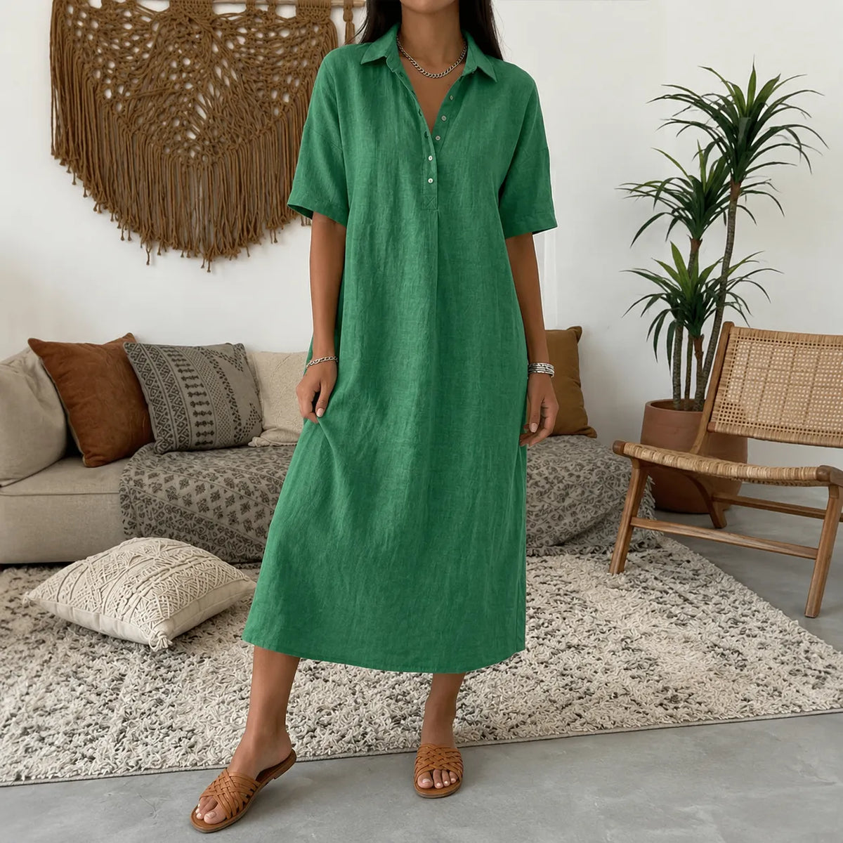 Lunavia | Oversized Linen Midi Dress