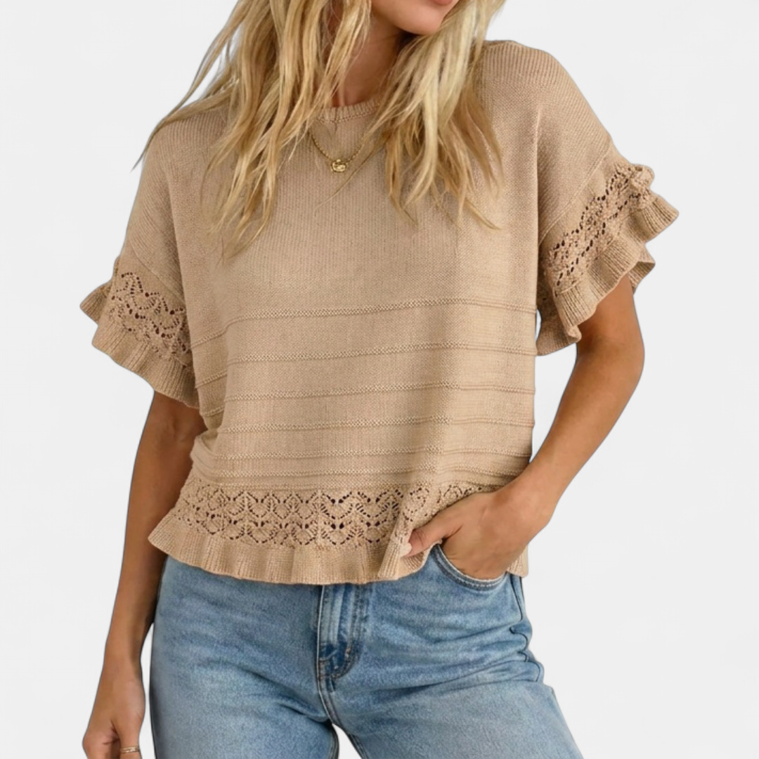 Nella | Ruffled-Hem Knit Top