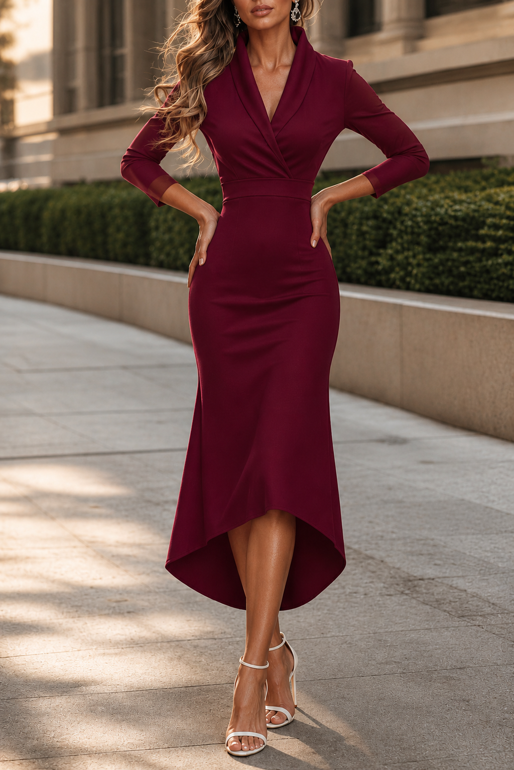 Camille | Wrap-Front Satin Midi Dress