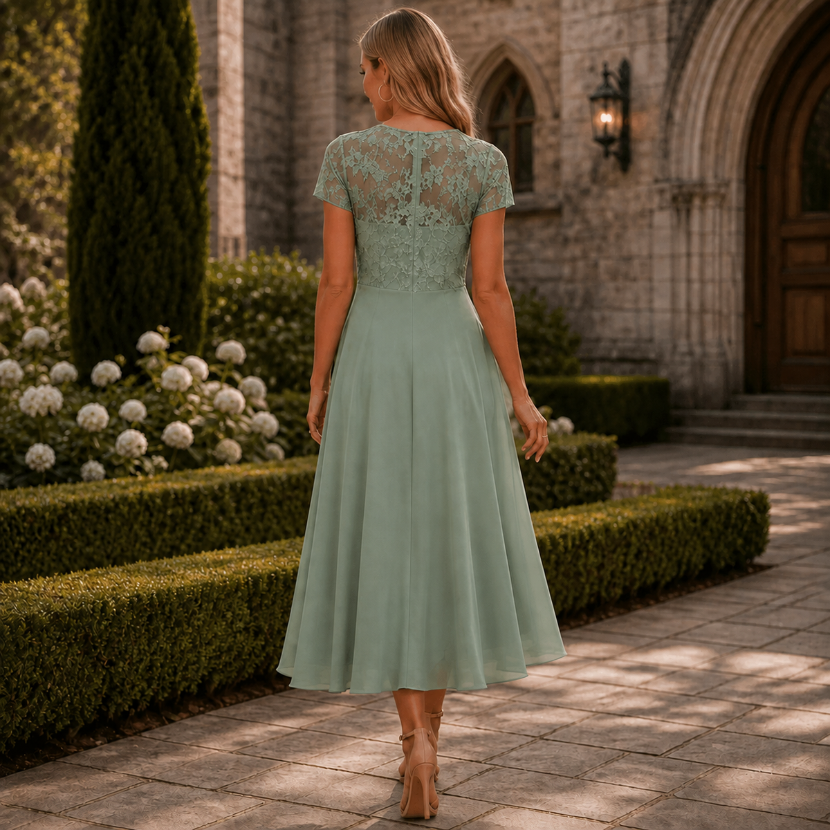 Vivienne | Lace Bodice Midi Dress
