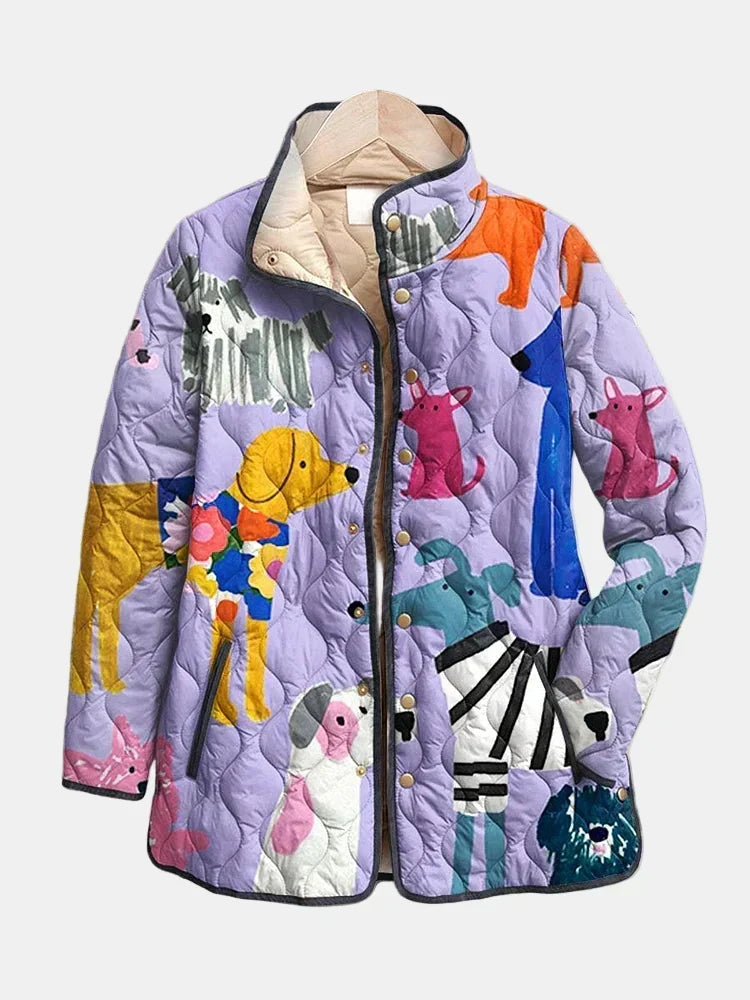 Rhea | Quilted Dog Print Jacket