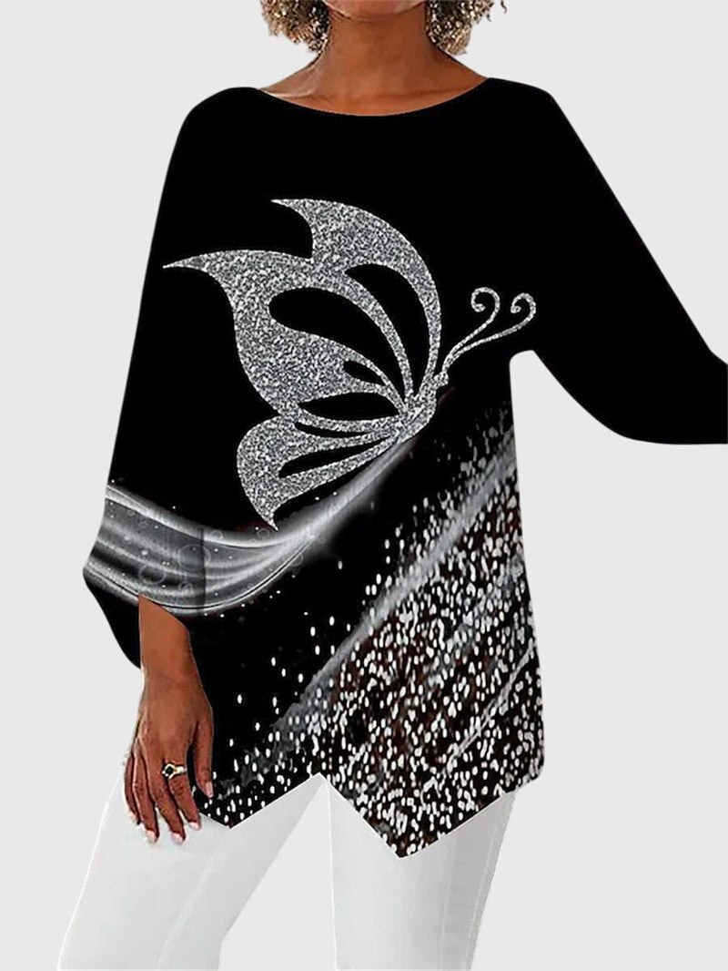 Alaina | Printed Crew-Neck Top