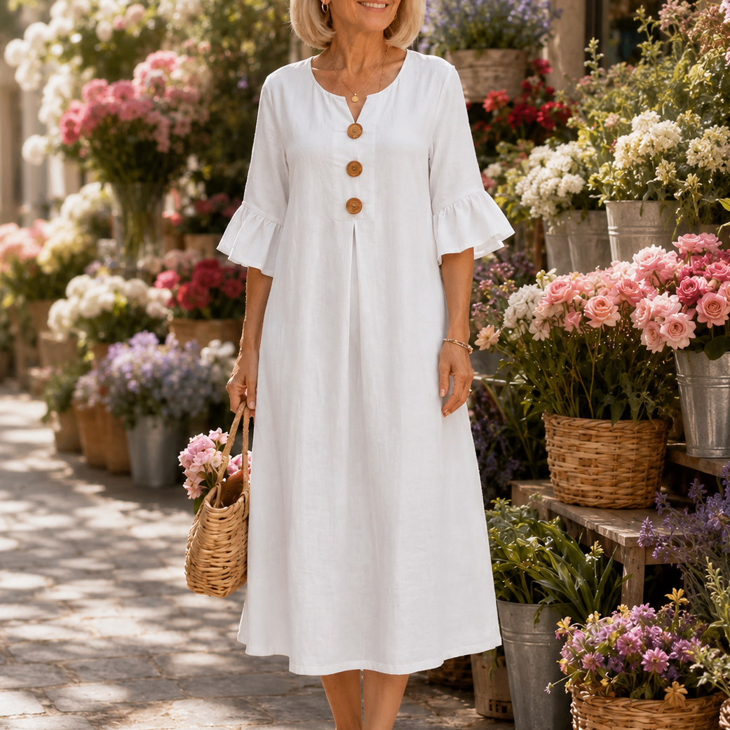 Bella | V-Neck Ruffle Midi Dress