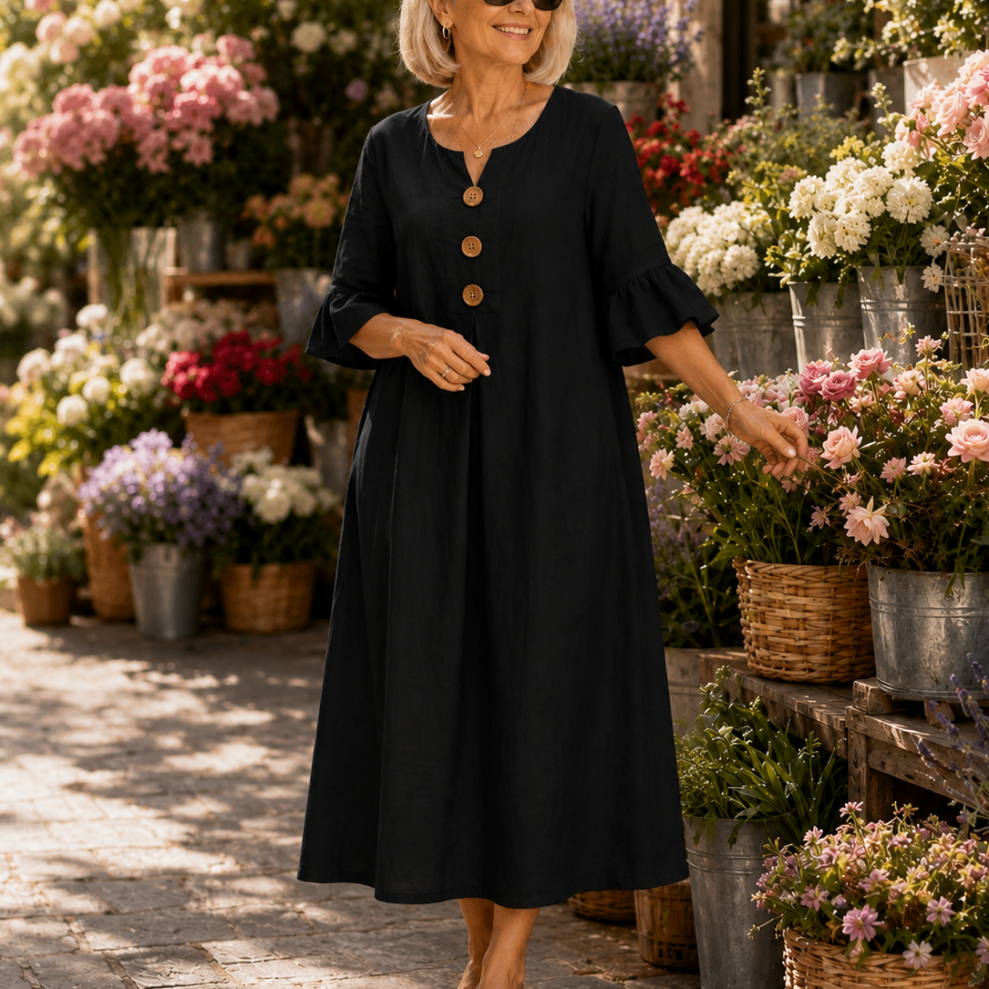 Bella | V-Neck Ruffle Midi Dress