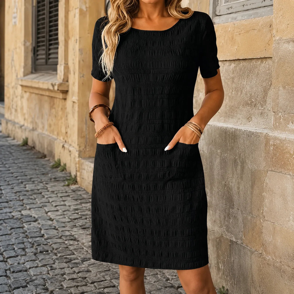 Belvora | Textured Stretch Knee Dress