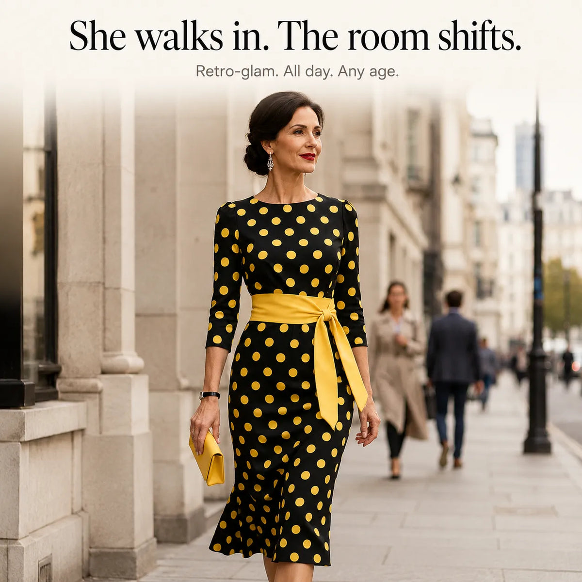 Belora | Polka Dot Belted Midi Dress