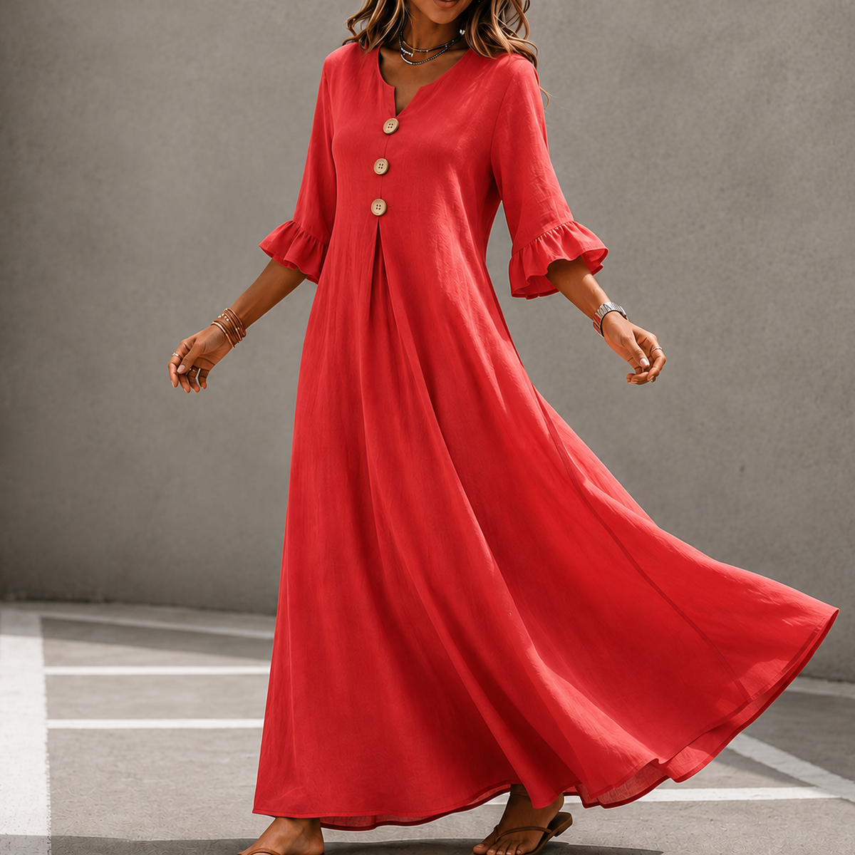 Marellia | Linen-Look Maxi Dress