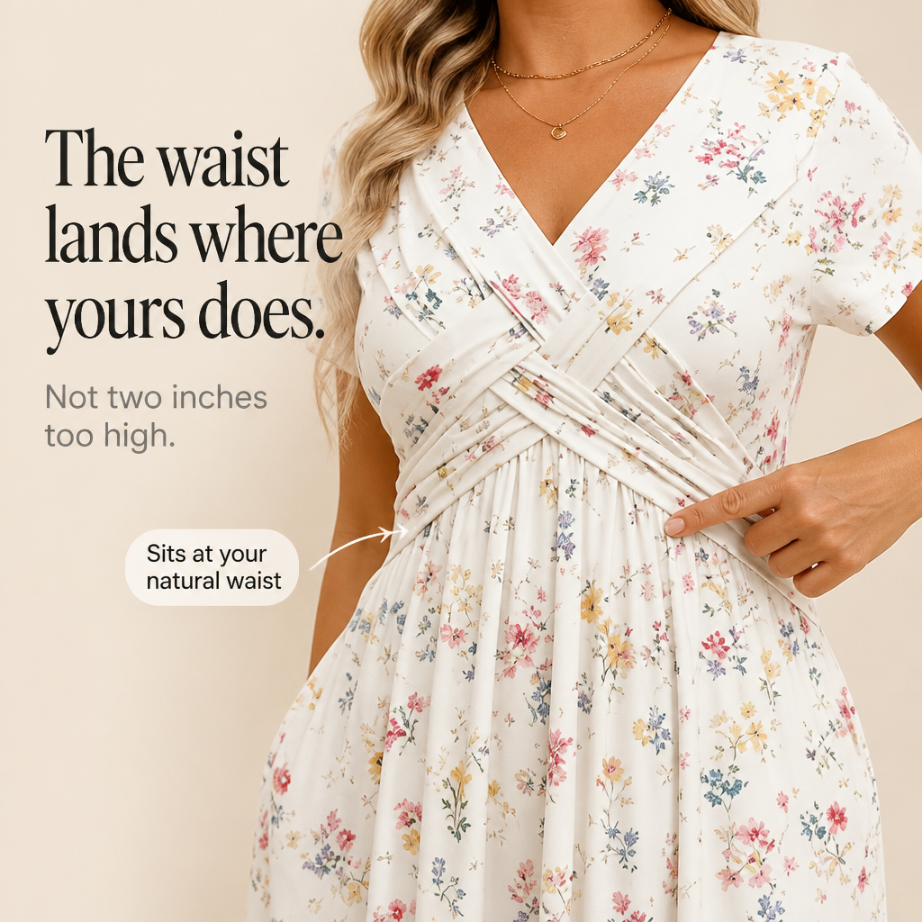 Curvella | Twist-Waist Floral Midi Dress