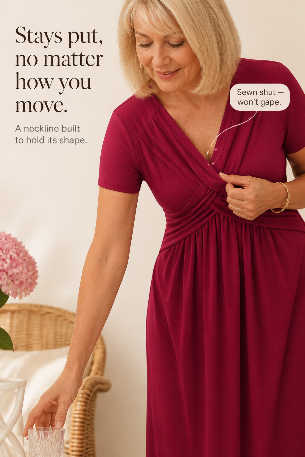 Adeline | Crossover Pleated Midi Dress