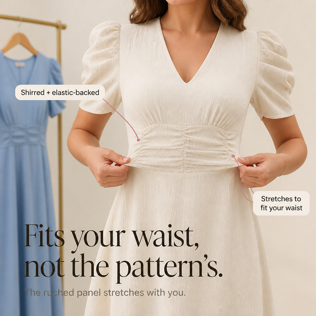 Adeline | Ruched Waist Midi Dress