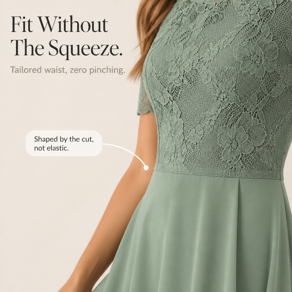 Vivienne | Lace Bodice Midi Dress