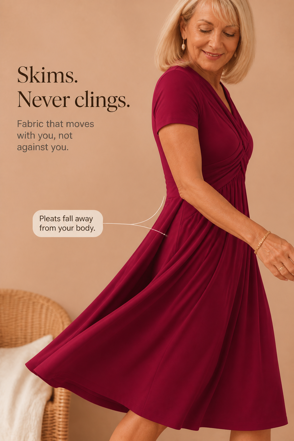 Adeline | Crossover Pleated Midi Dress