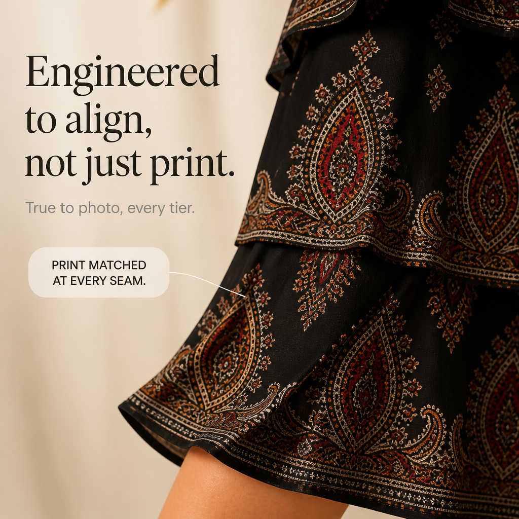 Adeline | Tiered Paisley Midi Dress