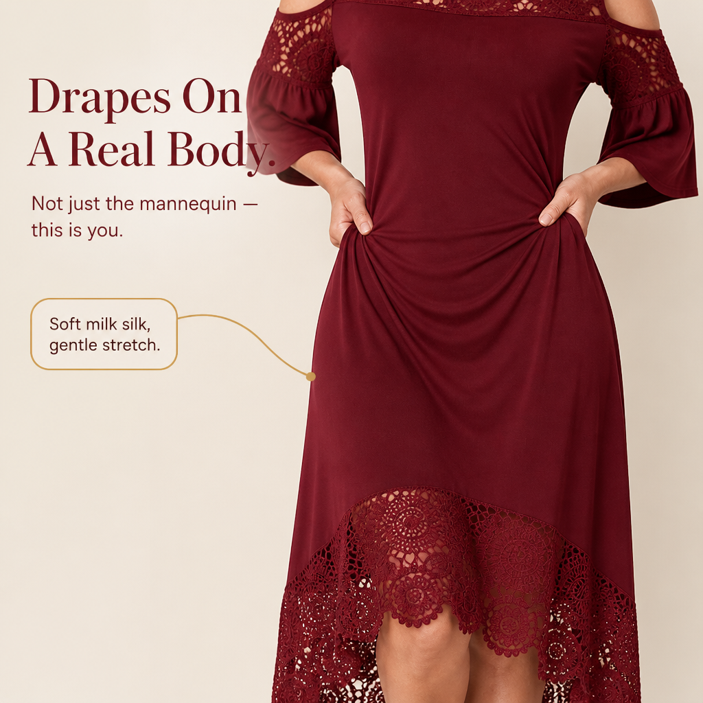 Bella | Off-Shoulder Lace Midi