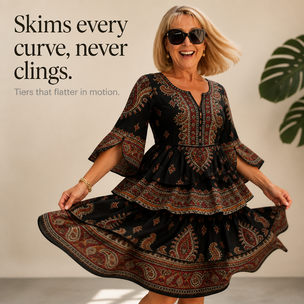 Adeline | Tiered Paisley Midi Dress