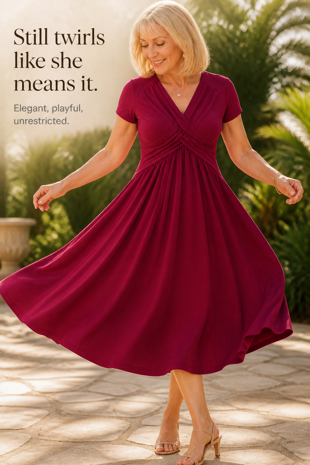 Adeline | Crossover Pleated Midi Dress
