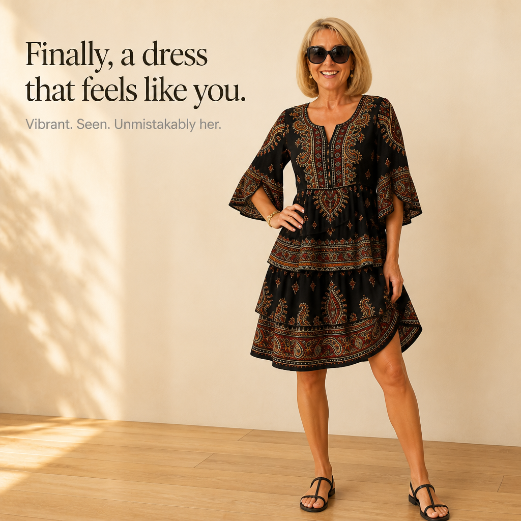 Adeline | Tiered Paisley Midi Dress
