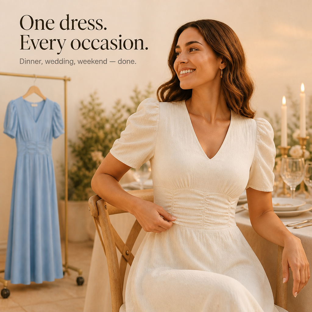 Adeline | Ruched Waist Midi Dress