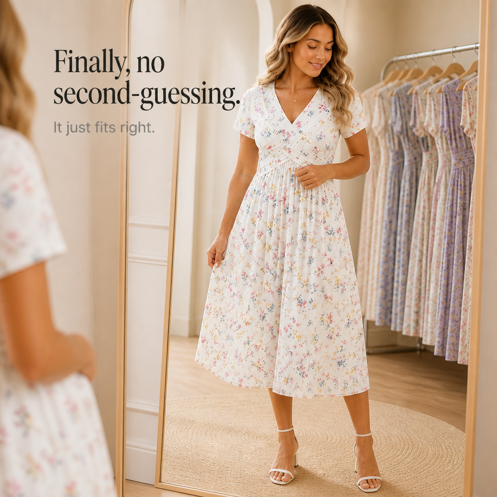 Curvella | Twist-Waist Floral Midi Dress