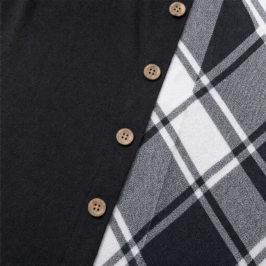 Wovelle | Plaid Patchwork Midi Dress