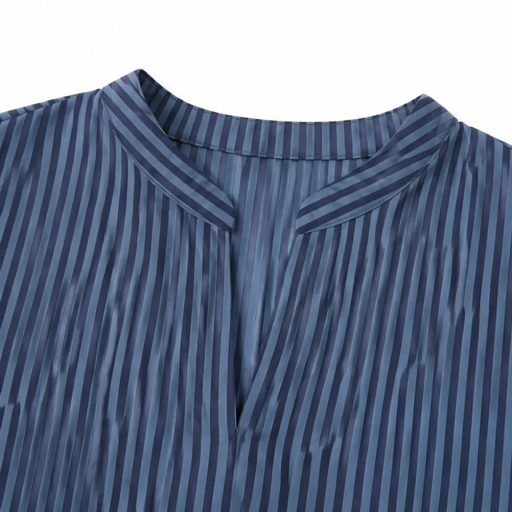 Vestara | Striped V-Neck Maxi Dress