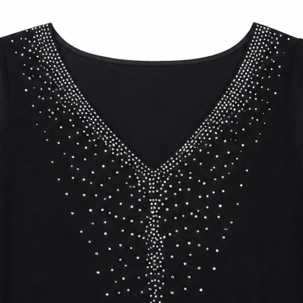Velora | Rhinestone Cape Midi Dress