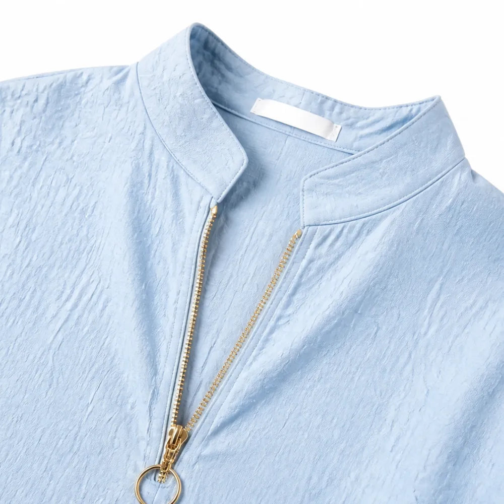 Solvana | Half-Zip Puff Sleeve Dress