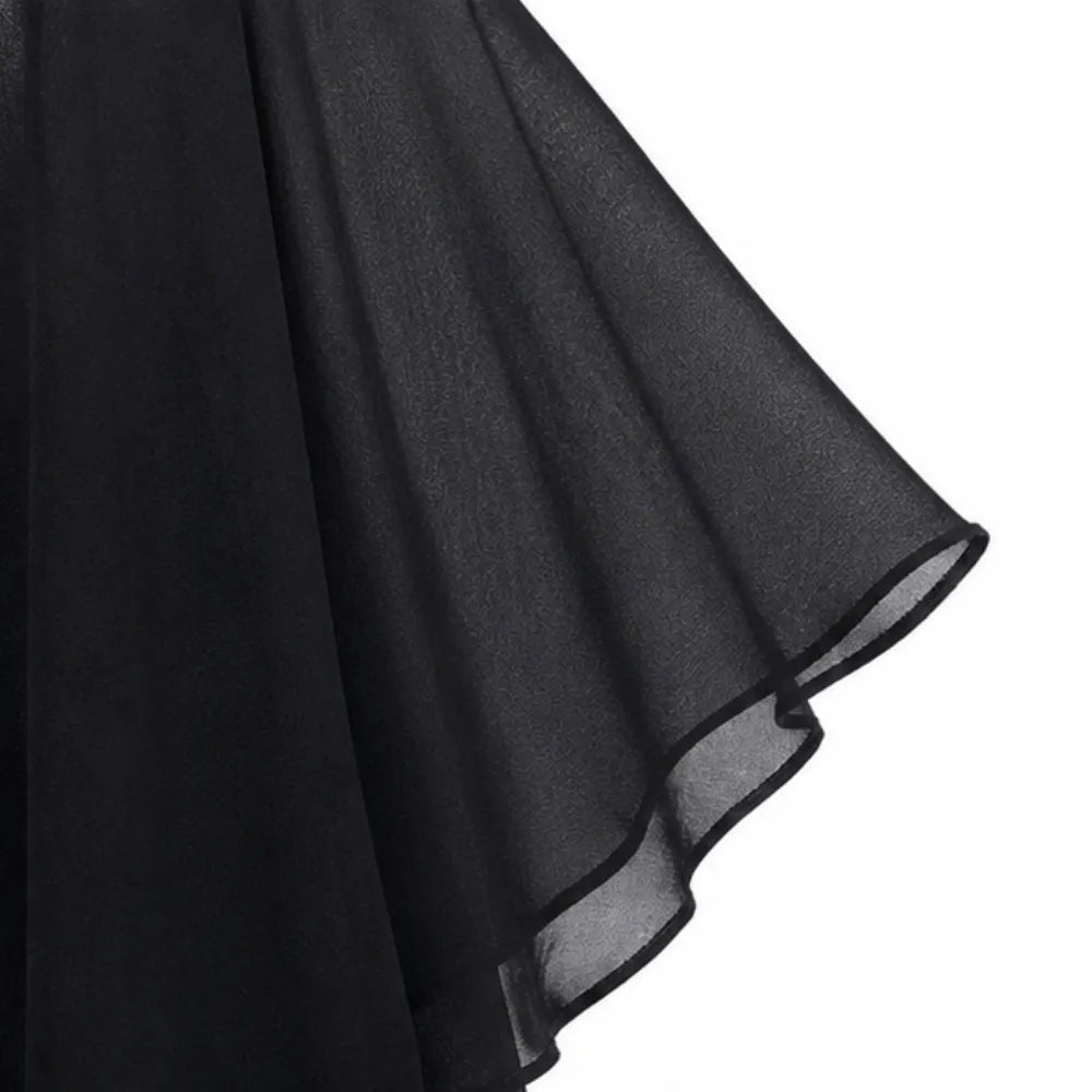 Velora | Rhinestone Cape Midi Dress