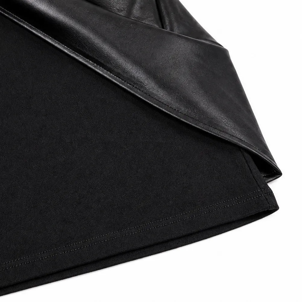 Noirelle | Faux-Leather Wrap Mini Dress