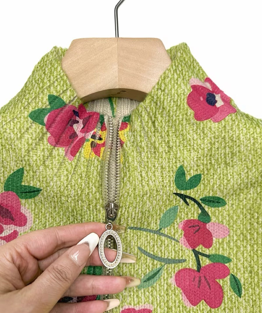 Constance | Floral Lime Bomber Cardigan