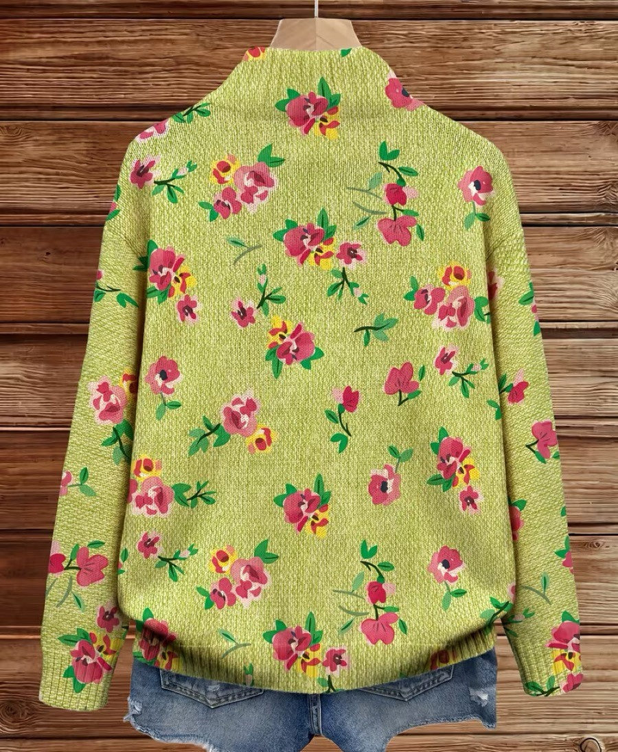 Constance | Floral Lime Bomber Cardigan